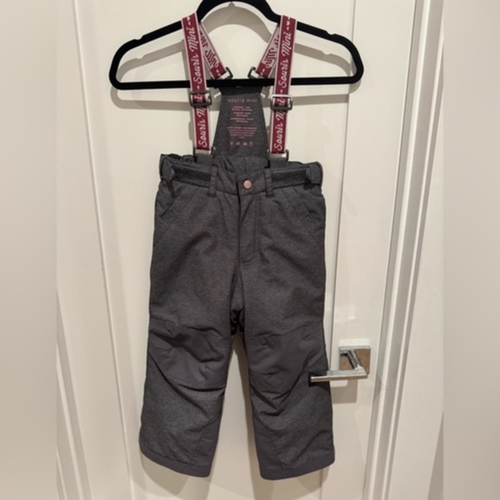 Souris Mini snowsuit gray and pink size 4 kids skiing snowboarding